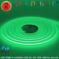 LED STRIP COB E-AA0830-GREEN-DC-12V IP67 5M ยี่ห้อ BOGDAN LED สีเขียว ไฟเส้นแอลอีดี SMD COB กันน้ำ 1