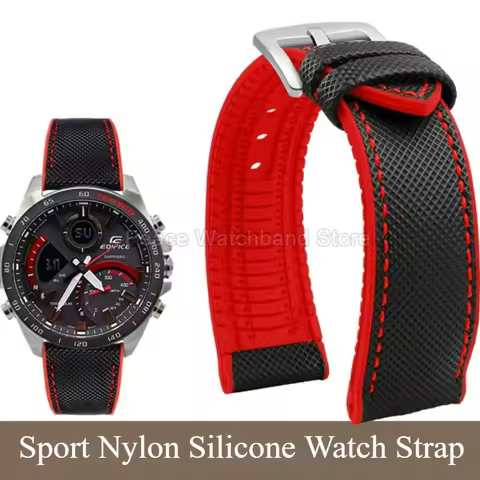 Sport Nylon Silicone Watch Strap Breathable Waterproof for Omega Casio EDIFICE EQB900 EQB800 EQB501 