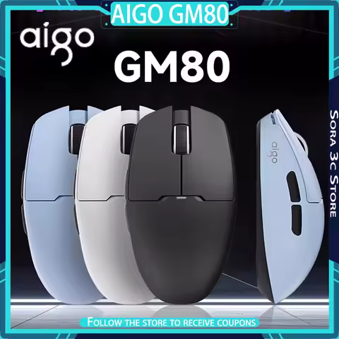 Aigo GM80 PRO Wireless Mouse Bluetooth Tri Mode PAW3395/3311 Ergonomic Lightweight Design Gaming Mou