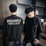 Dsquared2Jacket Printed Front and Back, Dsq Men's Windbreaker for Burning Street Boy, Men's BomberJa