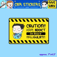 SSKAIT Caution Kape Addict On Board - Funny Mood Waterproof Car Stickers