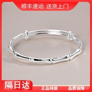 Push-Pull Bracelet Bamboo Joint Gift for Girlfriend Silver Bracelet Young Style Pure Silver Solid Ni