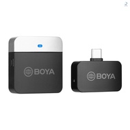 BOYA BY-M1LV-U 2.4GHz Wireless Microphone System Transmitter + Receiver Mini Recording Mic with Type-C Port Replacement for Android Smartphones Tablets Vlog Recording Live Stream V