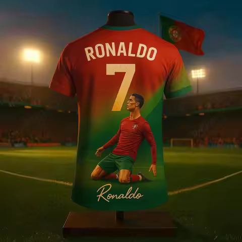 The New Original CR7 GOAT Football Jersey Oversized O-Neck Soccer Tee Training Kit AI Design Men’s F
