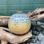 河豚橙藍多彩陶花器 花瓶 陶器 花盆 陶壺 花器 擺飾 日式花器