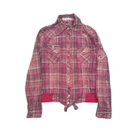 KEMEJA Menyan plaid laces jacket shirt y2k grunge goth gothic cop cop copine depop y2k fairy core ja