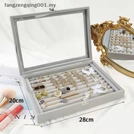 F1MY Velvet Rings Box Jewelry Display Case Storage Organizer Ring Earrings Box Dustproof Transparent