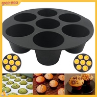 (greensea) 6/7/8 inch 7 Cup Round Food Grade Cake Mold Non-stick Easy to Clean Air Fryers Accessories Silicone Universal Muffin Cake Cups Bakery Supplies