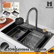 304 Stainless Sinki Dapur Multifunction Worksta Handmade Kitchen Sink Whale Waterfall Single Bowl Sm