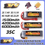 2S/3S/4S/6S 1500/4200/6000mAh Lipo Battery Fit 35C 7.4V-22.2V For Tenspeed 9522 MJX Hyper Go 16208 1