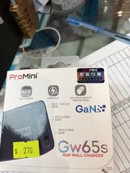 ProMini Gw65s GaN氮化鎵65W 雙PD 3.0 + QC 3.0 插牆式快速充電器