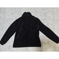 T752(F14)S16 Black Crew Neck Shirt Velvet Fabric