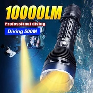 Brightest XHP70 Diving Flashlight Rechargeable Diving Torch Strong IP8 Waterproof Light Underwater F
