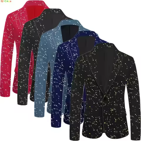 Black Men's Velvet Gold-embossed Trim Suit Jacket, Singer/host/stage Performance Formal Coat, Asian 