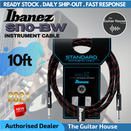 Ibanez SI10-BW Guitar Instrument Woven Guitar Cable, Black Red, 10ft (SI10BW)