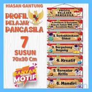 Dannailly Creative 70x30 Cm - Pancasila Student Profile Classroom Wall Decoration Hanging Rope 7 Lay