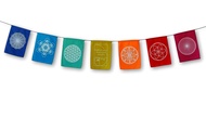 Sacred Geometry Rainbow Prayer Flags Positive Energy Shri Yantra, flower of life, seed of life, (6X8