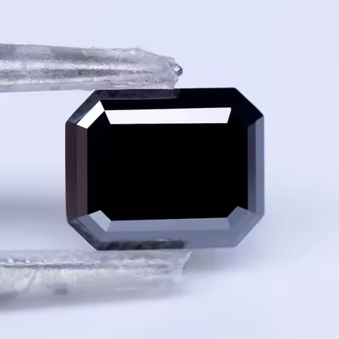 Moissanite Gemstone Emerald Cut Black Color Lab Grown Diamond for DIY Women Jewelry Rings Earrings M