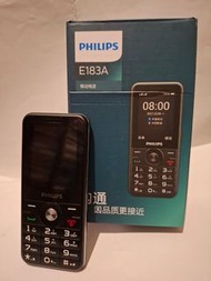 Philips 飛利浦 E183A 大字機 老人機 手提電話 1450mAh電池 有收音機 音樂播放雙卡雙待 2.4吋熒幕 特大鈴聲顯示 手電筒 真人發聲