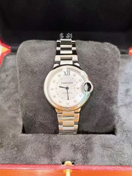 👑[現貨]🔥🔥Cartier Ballon Bleu 卡地亞藍氣球系列 WE902074 銀白面鑽刻 表徑33mm 自動機械 淨表 cartier/cartier watch/ball watch/c