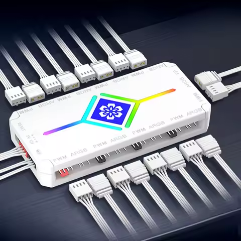 Fan and ARGB Hub A-RGB &PWM Case Fan Hub SATA Powered for PC Gaming Case