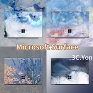 Fantasy Sticker for Microsoft Surface Go 3 Go 2 Surface Pro 9 8 7 6 5 4 3 2 X RT Blue Series Floral Back Tablet Skin with 4 Edges Film Anti-scratch Waterproof HD Printing Anti-finger