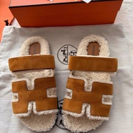✨Hermes 網紅爆款 二舅泰迪毛毛拖鞋🧸 尺寸38全新全套