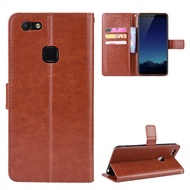 Luxury Crazy Horse PU Leather Casing Vivo V7 Plus Flip Cover Vivo V7+ / Y79 Lanyard Card Holder Wallet Case