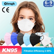Elough 10PCS Children Face Mask FFP2 Kn95 Kids Masks for 6-9 Years Old Boys and Girls 3D Reusable Colorful Child Mask