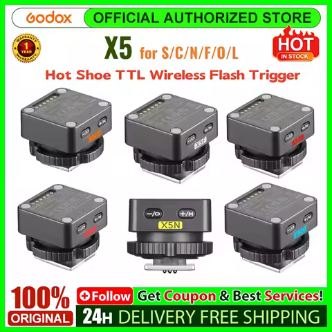Godox X5 Wireless TTL Flash Trigger with Hot Shoe Mount for Godox X System Flash for Canon for Sony 