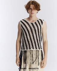 ( Leisure Projects) crop fringe crochet tank top เสื้อกล้ามถัก โครเชต์ ชายเสื้อปล่อยชายเเบบยาว Fre