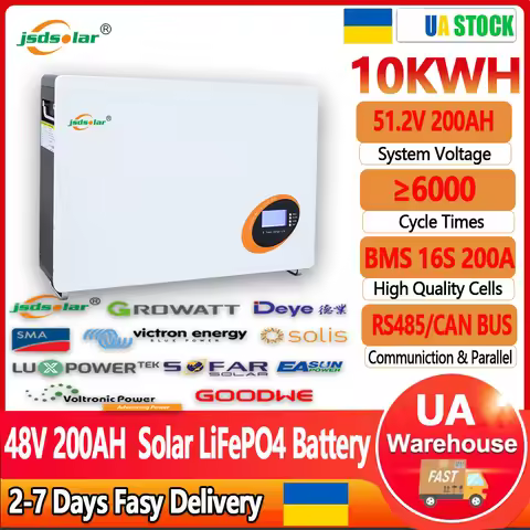 48V 200Ah LiFePO4 Battery Pack 10Kwh Solar Storage System Energy Lithium Battery 6000+ Cycles 16S BM