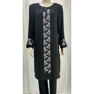 Jubah Seluar Mini Jubah Hitam Muslimah Sulam Embroidery 8579