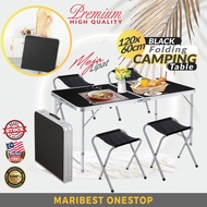 Black 120 x 60CM Folding Camping Table Foldable Picnic Table Outdoor Banquet Buffet Table Meja Kerus