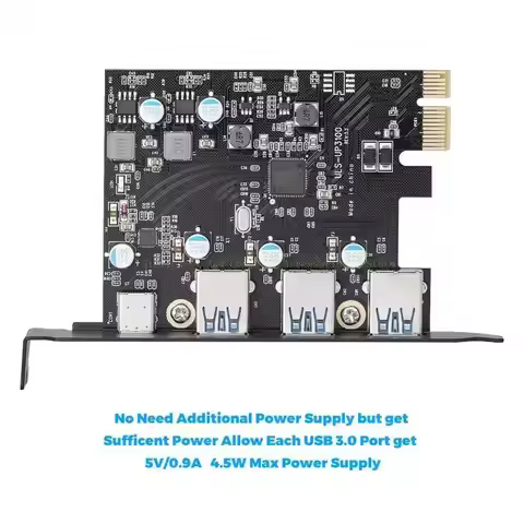 PCI-E USB3.0 Card 4-Port Type C (1) TypeA (3) FL1100 Chip 5Gbps without Additional Power Cables for
