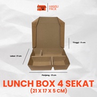 (25 pcs) Paper Lunch Box 4 Sections Kraft Paper Lunchbox Kraft