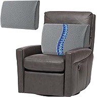 ROYALAY Lumbar Support Pillow for Recliner, Chair &amp; Couch, Memory Foam Back Support Pillow for Elderly-20"x14"x5" Extra Thick &amp; Supportive Backrest with Extension Straps for Ultra Comfort-Light Grey