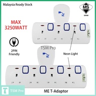 D-303N/ D-304N 3Way/ 4way/ 3 Gang/ 4Gang T-Adaport Adaport 3pin Socket Extension Plug Neon Indicator