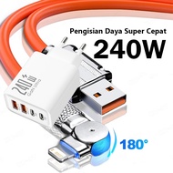 240W Silicone USB-C 180 Rotating Fast Charging Type-C Mini Charger Cable