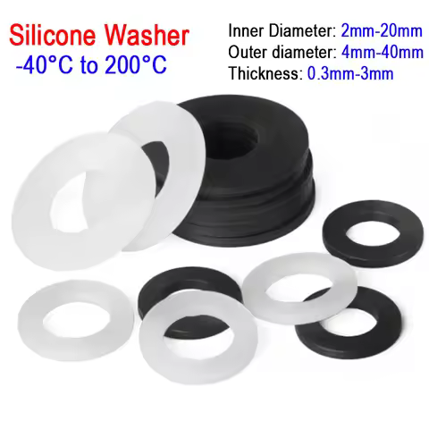 10/20~100pcs M2 M2.5 M2.7 M3 M4 M5 M6 M7 M8 M10 M12 M14 M16 M20 Black/White Silicone Rubber Flat Was