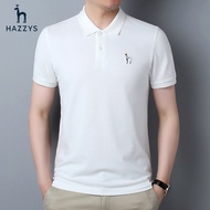 [Readystock] Hazzys Hazzys Summer Men's Loose Short-Sleeved Lapel T-Shirt Business Solid Color Casua
