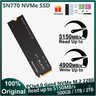 [Op008] WD SN770 NVMe SSD 500G 1TB 2TB Gen4 PCIe M.2 3DNAND WD โซลิดสเตทไดรฟ์เกมภายในสีดำสำหรับแล็ปท