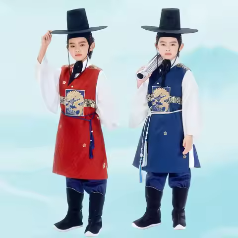 Kids Hanbok Korean Dance Costume Ethnic Minority Performance Costume Men Hanbok National Costume Tra