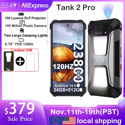 8849 Tank 2 PRO Unihertz Rugged Smartphone with Projector 16GB 256/256GB 23800mAh 120W Android 14 Ph