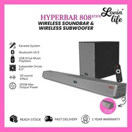 Hyperbar 808 BTRW 350W Karaoke Bluetooth TV Soundbar 8" Wireless SubWoofer Audio Speaker