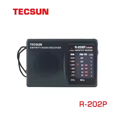 TECSUN R-202P AM/FM/TV Pocket Radio Receiver Built-In Speaker Internet Portable Radio FM/FM/TV Pocke