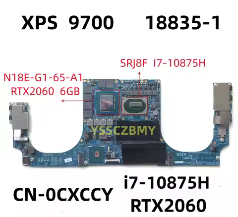 CN-0CXCCY 0CXCCY CXCCY With SRJ8F I7-10875H CPU FOR XPS 13 9700 Laptop Motherboard 18835-1 N18E-G1-6