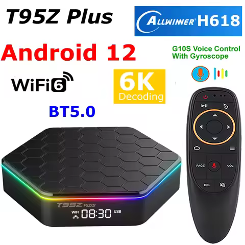 T95Z Plus Android 12 TV BOX Allwinner H618 Quad Core 4G RAM 64G ROM 5G Dual WIFI6 802.11ax BT5.0 6K 