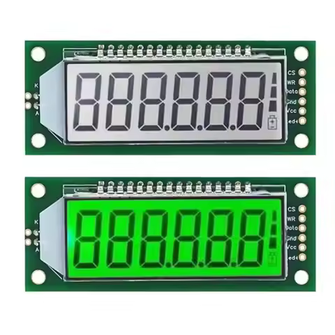 LCD Module 2.4 Inch 6-Digit 7 Segment LCD Display Module HT1621 LCD Driver IC With Decimal Point Whi