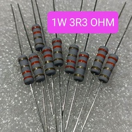 10BUAH RESISTOR 1WATT 3.3OHM 3R3 OHM 1 WATT 3.3 OHM 3R3OHM 1WATT